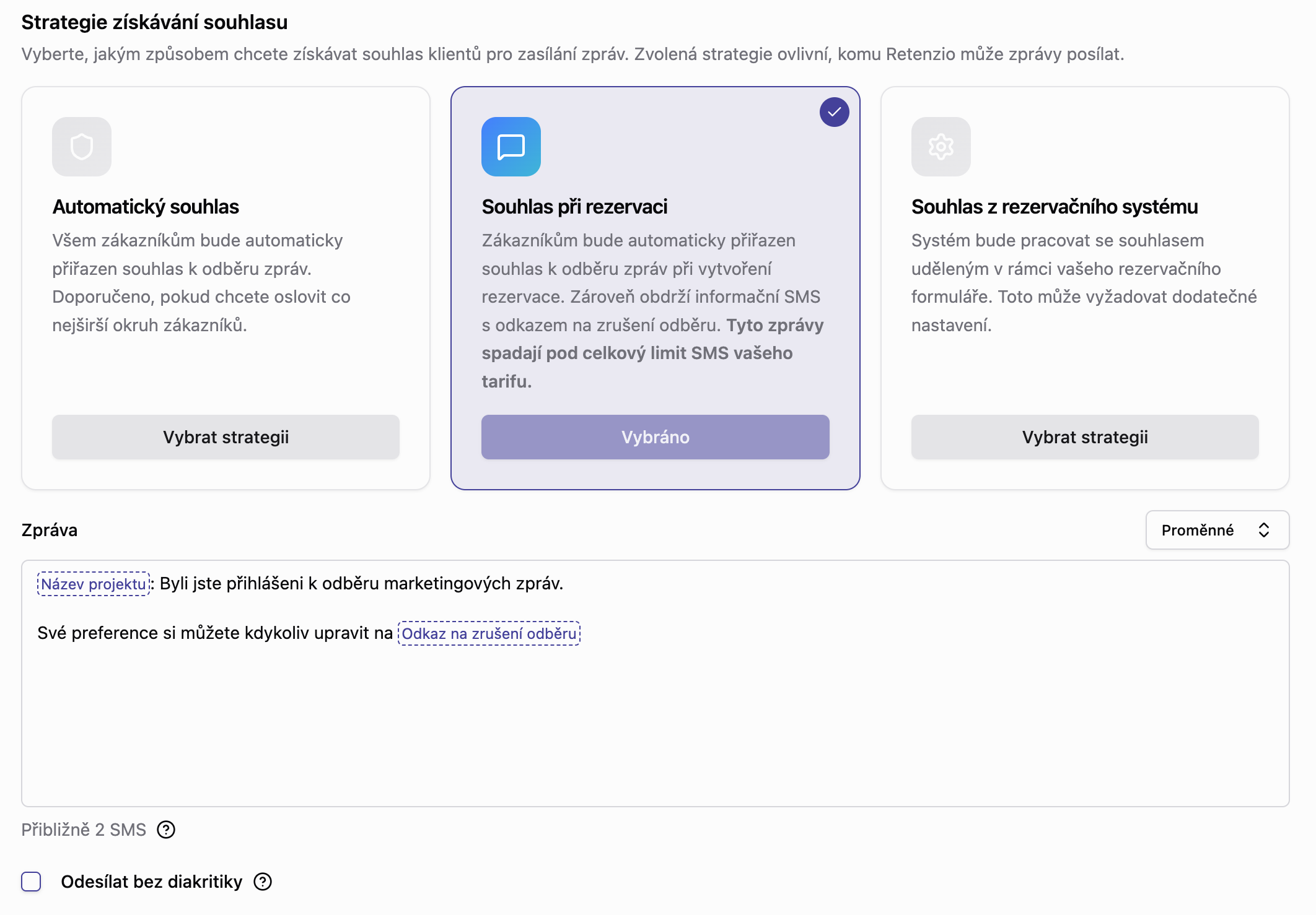 Souhlas při rezervaci