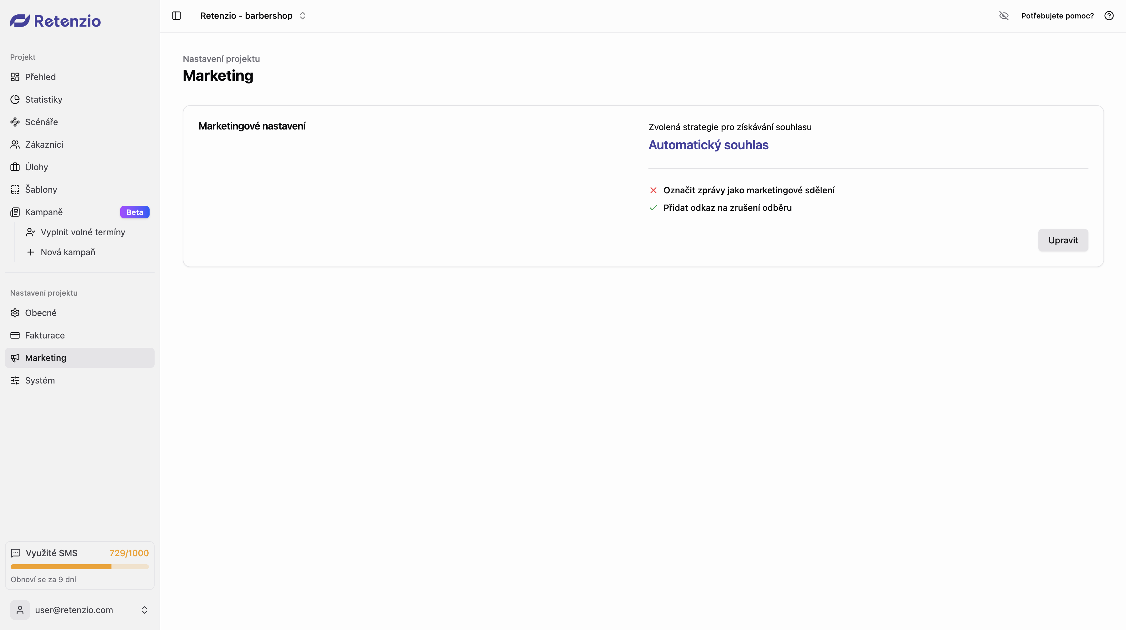 Nastavení marketingu