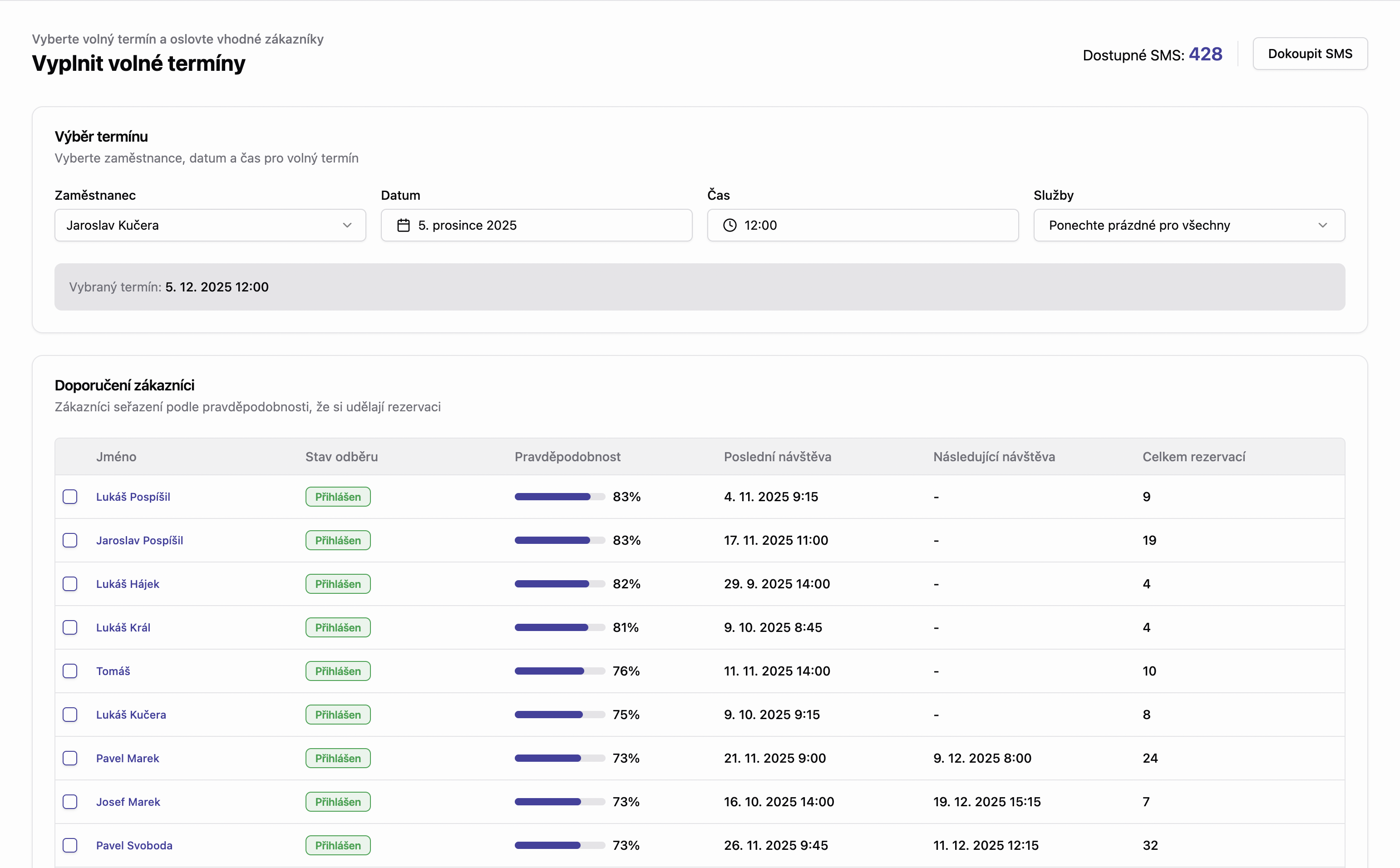 Vyplnit volné termíny