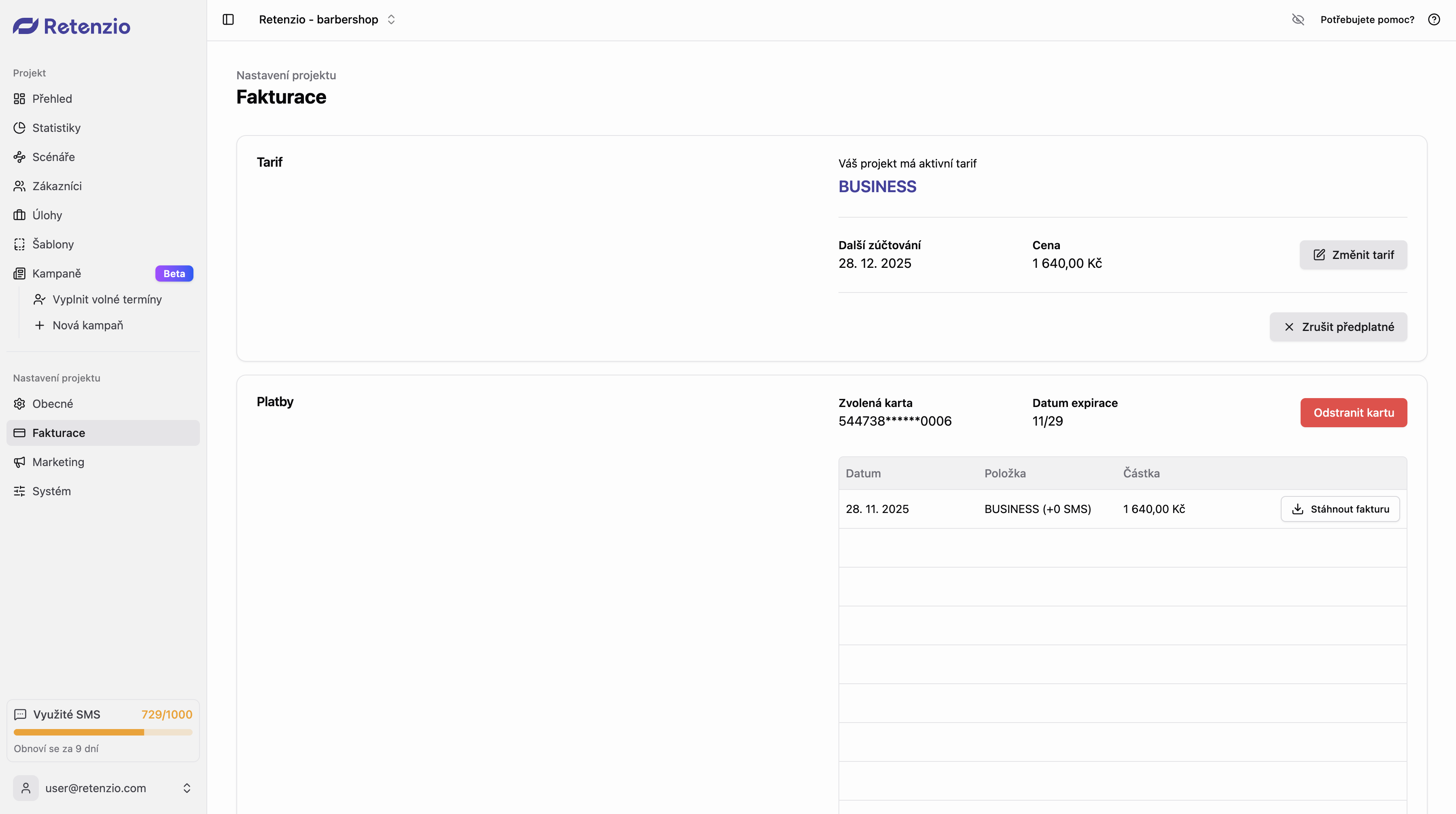Nastavení fakturace