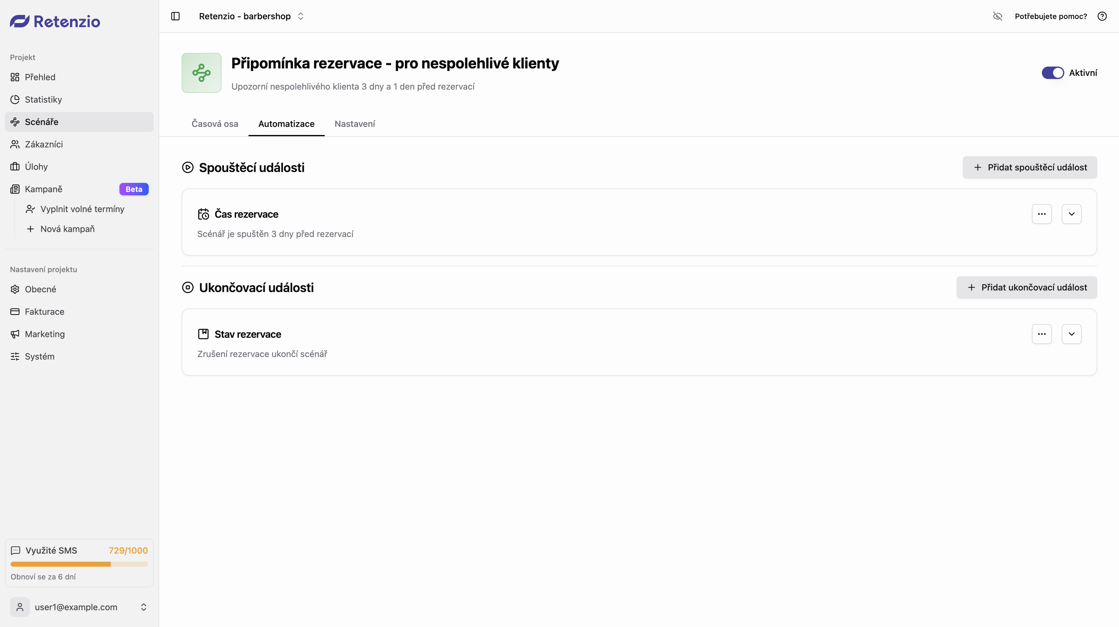 Scénář - automatizace