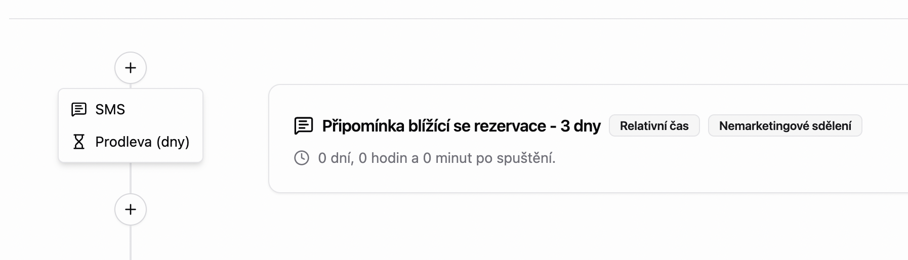 Scénář - přidat sms/prodleva