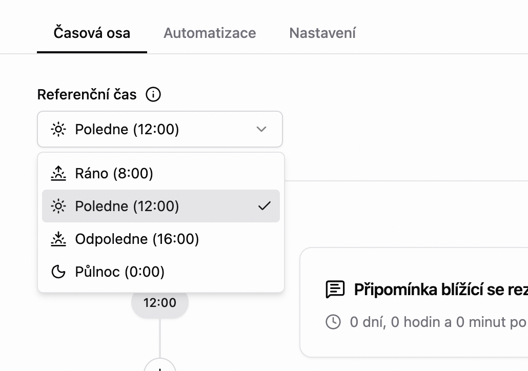 Scénář - referenční čas